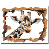 Painting by Numbers Art 3D Giraffe Sticks Her Head Out of The Wall